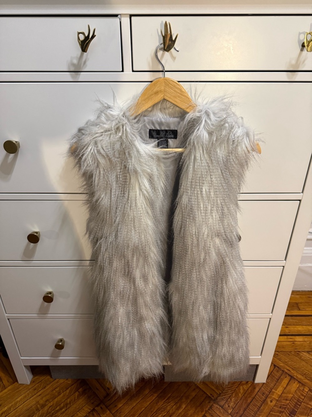LOFT Light Gray Faux Fur Vest